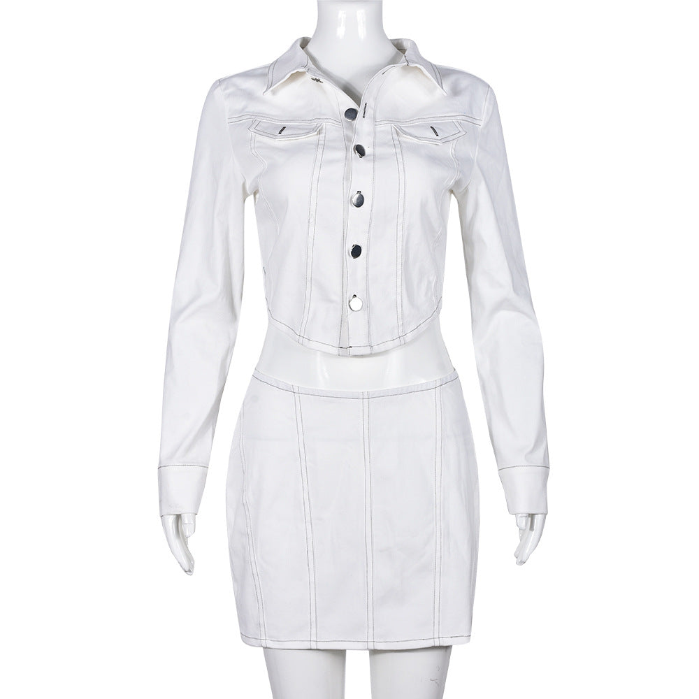 European And American Overall Suit New Short Skirt Two-piece Set Sexy Women Clothing