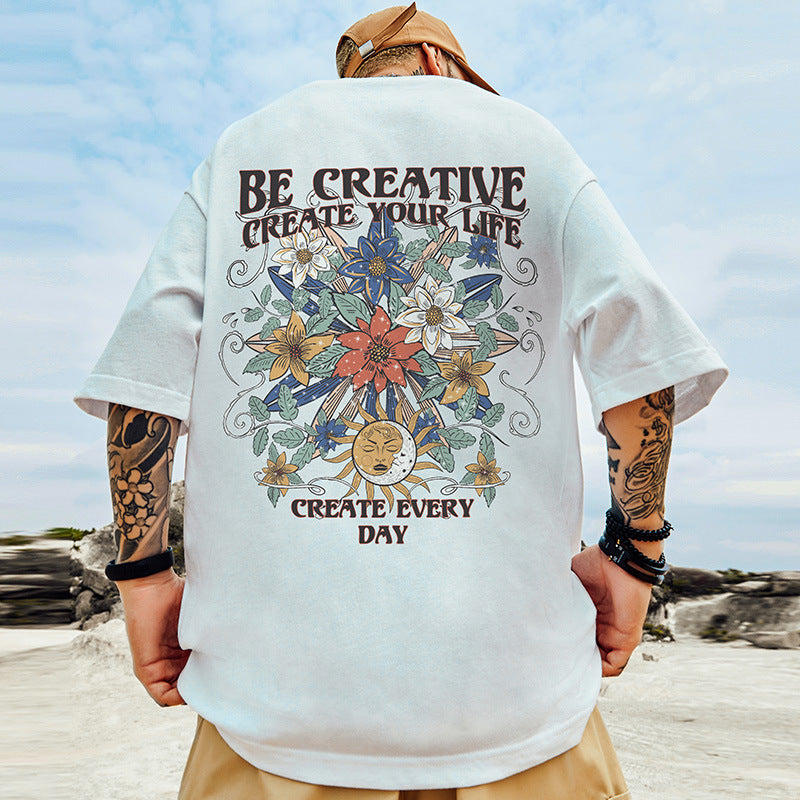 Men's American-style Trendy Loose Plus-size Pure Cotton Short-sleeve Shirt