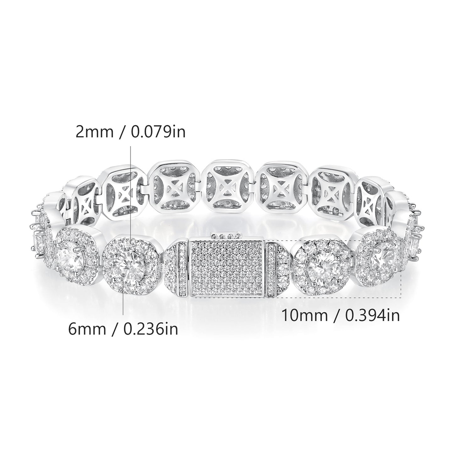 Cuban Chain Zircon Tennis Bracelet for Men and Women