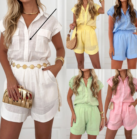 Casual Shirt With Rolled-up Sleeves And Pockets