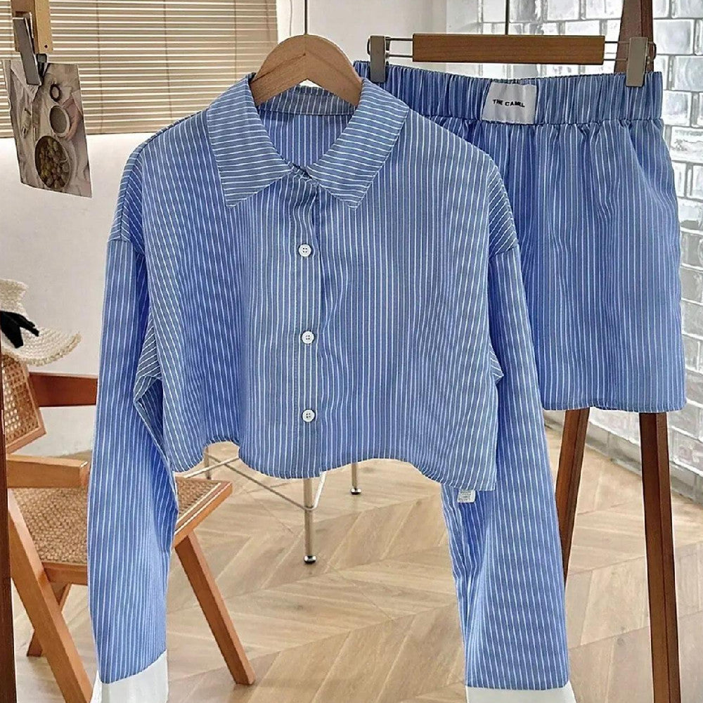 Womens New Color-Block Striped Long-Sleeve Set