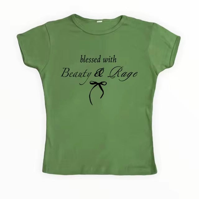 Sexy Navel T-shirt Letter Print Casual All-matching Tops