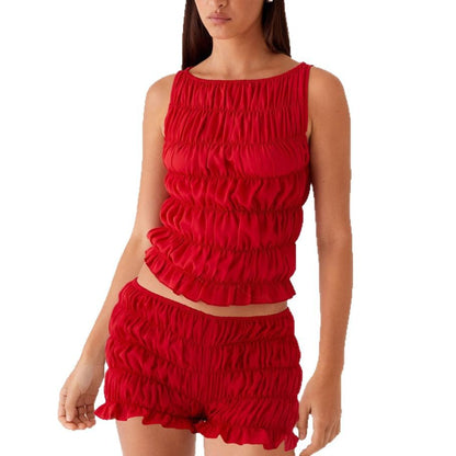 Women's Clothing Vacation Seaside Sleeveless Midriff-baring Suit