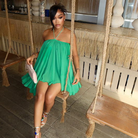 Halter Tube Top Loose Short Dress