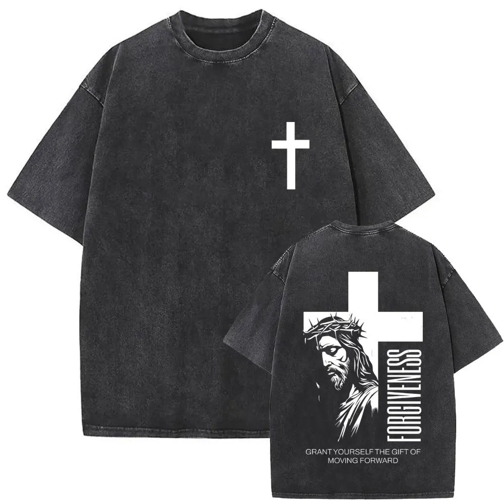 Christian Religious Jesus Forgive Them Father Vintage Washed T-shirt