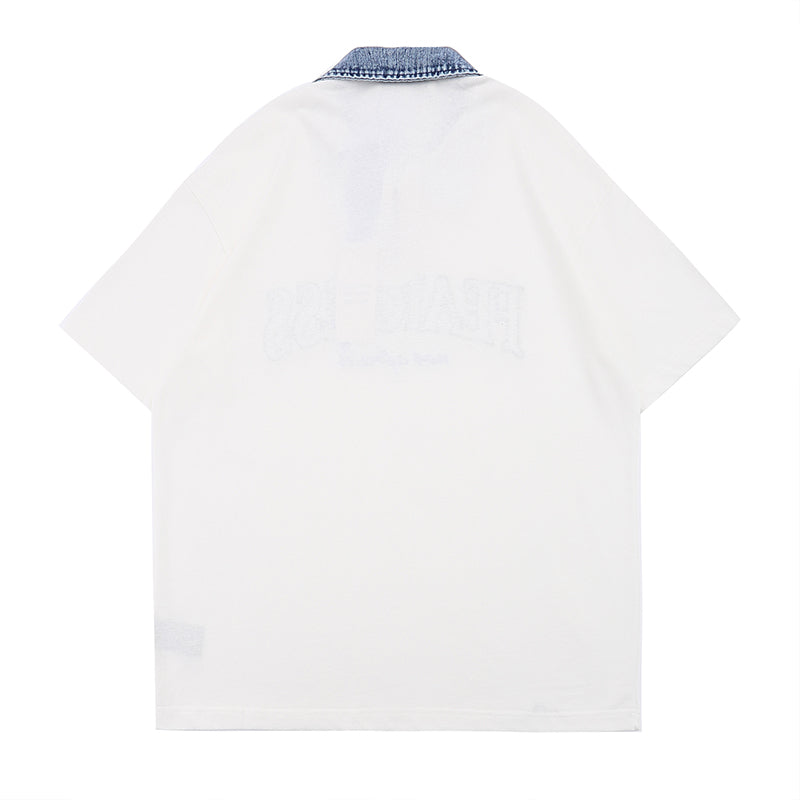 Men's Letter Patch Short-sleeved T-shirt