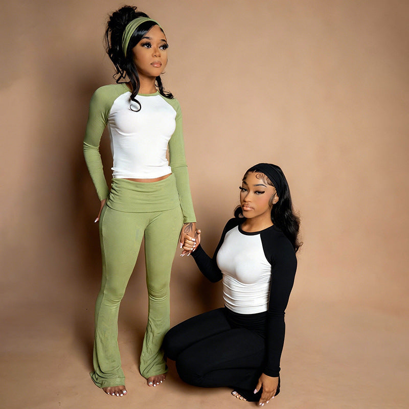 Fashionable Long-Sleeve Top And Pants Set For Christmas