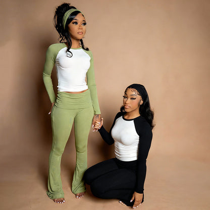 Fashionable Long-Sleeve Top And Pants Set For Christmas