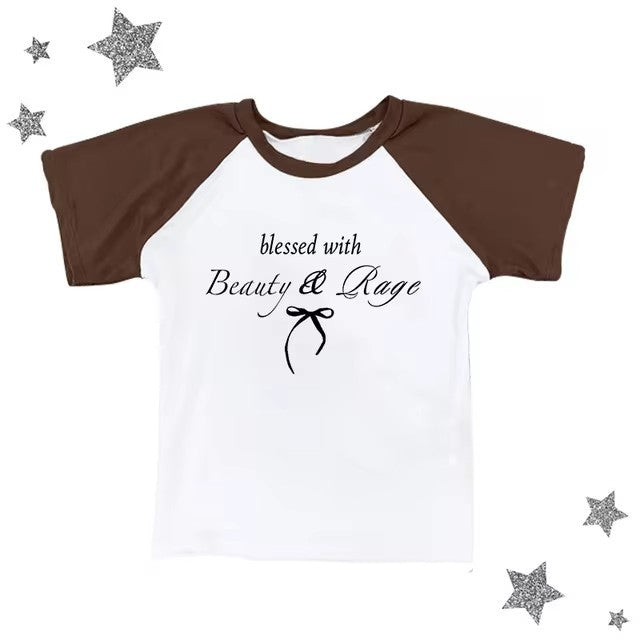 Sexy Navel T-shirt Letter Print Casual All-matching Tops