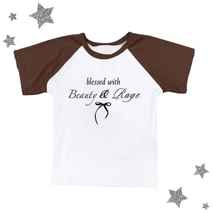 Sexy Navel T-shirt Letter Print Casual All-matching Tops