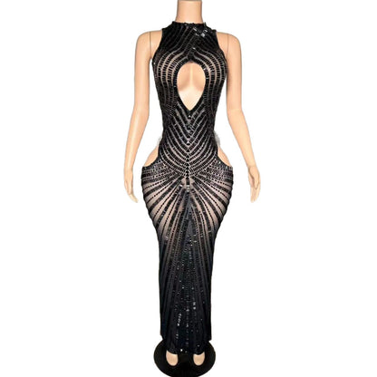 Womens Sexy Mesh Evening Gown