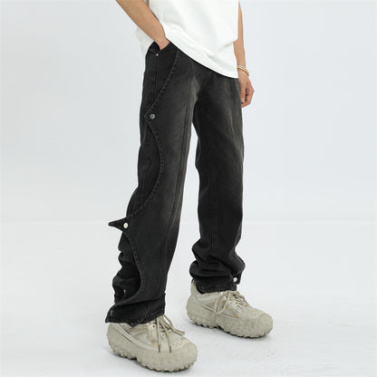 Fashion Rock Stitching Straight Jeans Men