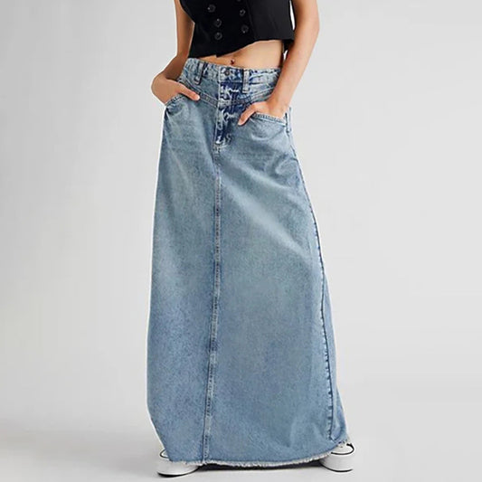 Retro denim skirt for women
