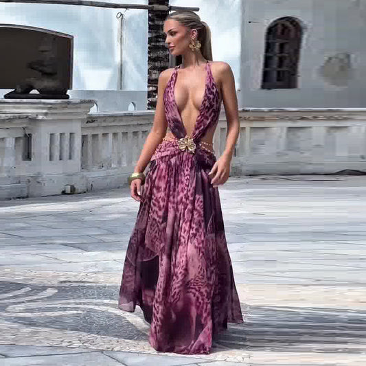 Summer Leopard Pattern Sleeveless Dress For Women