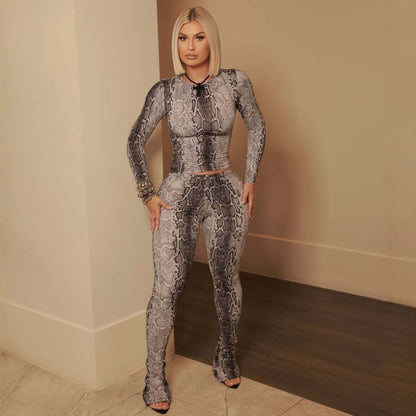 Sporty And Sizzling Long-sleeve Top And Pants Set