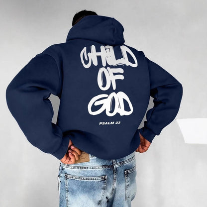 Mens Letter-Print Hoodie With Fleece-Lined Pullover Top
