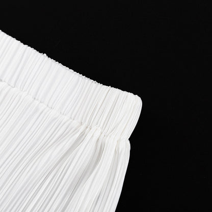 Pleated High Waist Wide Leg Pants Suit Women