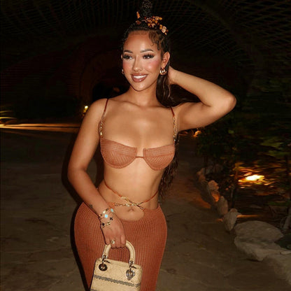 See-through Bikini Skirt Suit For Women