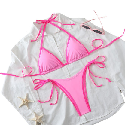 Sexy Solid-Color Lace-up Sassy Bikini
