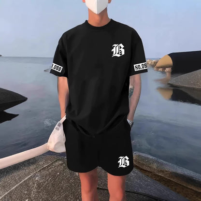 Mens Casual Sport Short-sleeve Set