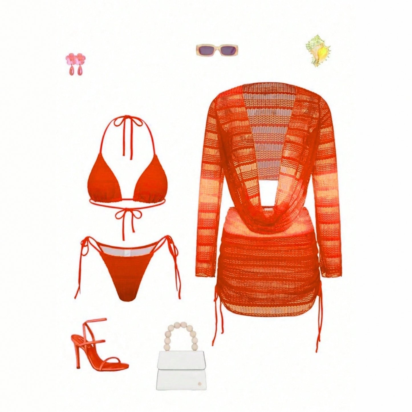 European And American Bikini Four-piece Set