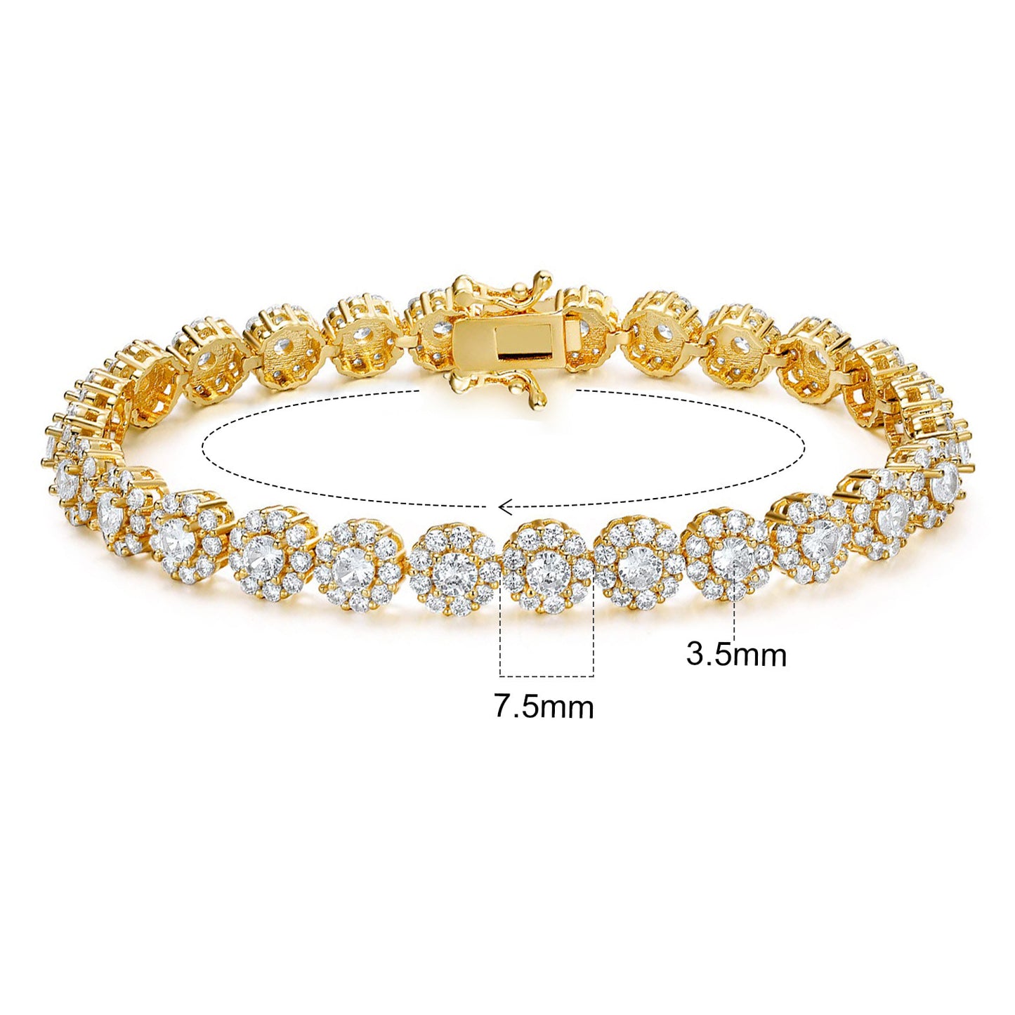 Round Cuban Zircon Tennis Bracelet for Men and Women