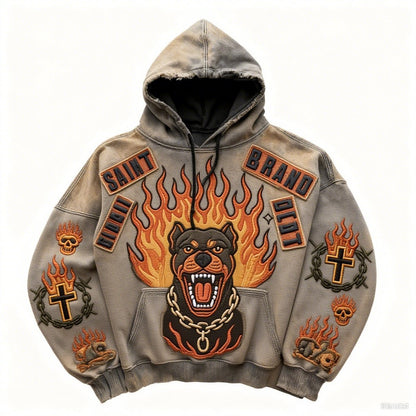 Digital Retro Printed Loose Sweatshirt Hoodie