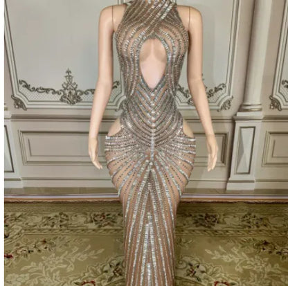 Womens Sexy Mesh Evening Gown