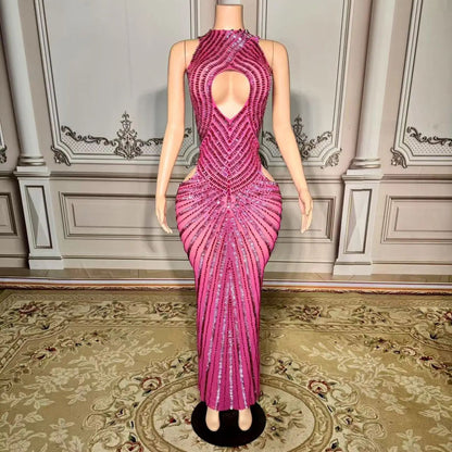 Womens Sexy Mesh Evening Gown