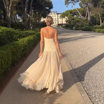 Pleated French Vacation Style Dress