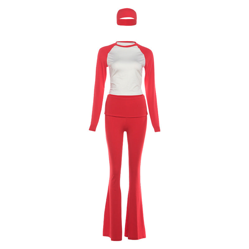 Fashionable Long-Sleeve Top And Pants Set For Christmas