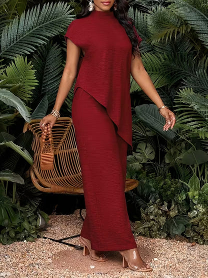 Women's Fashionable Casual Loose Asymmetrical Top Set