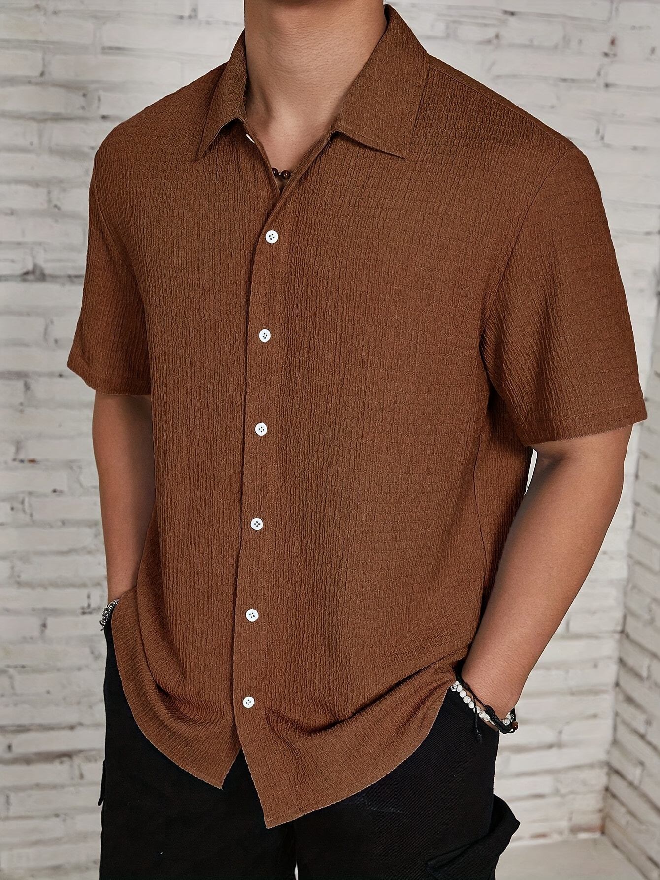 New Lapel Collar Retro Resort Casual Shirt For Men