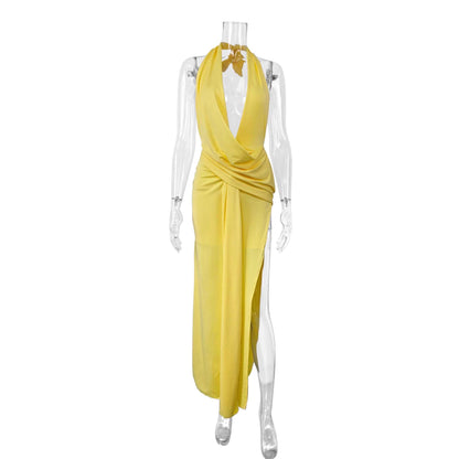 Feminine Solid Color Minimalism And Elegant Ribbon-Trimmed Dress
