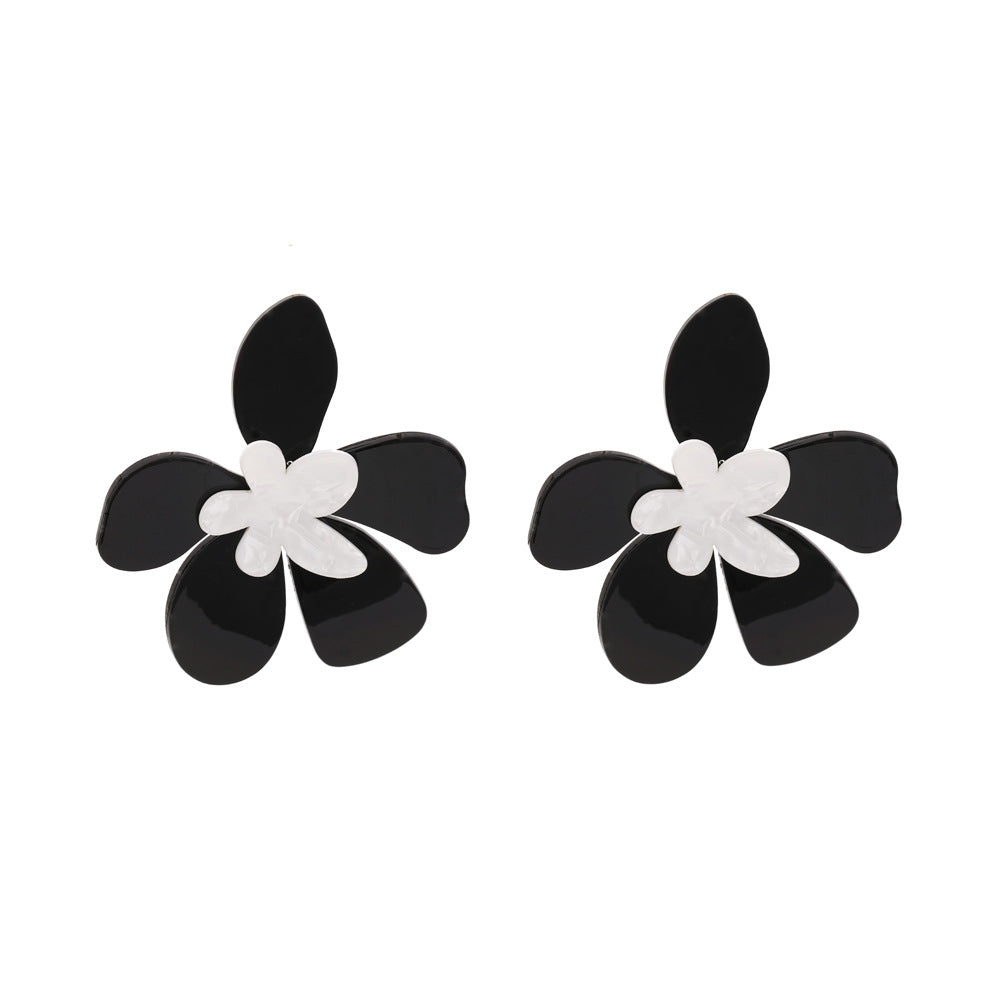 Women's Vacation Acrylic Large Flower Earrings
