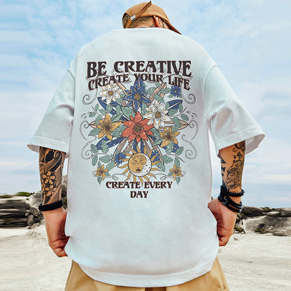 Men's American-style Trendy Loose Plus-size Pure Cotton Short-sleeve Shirt