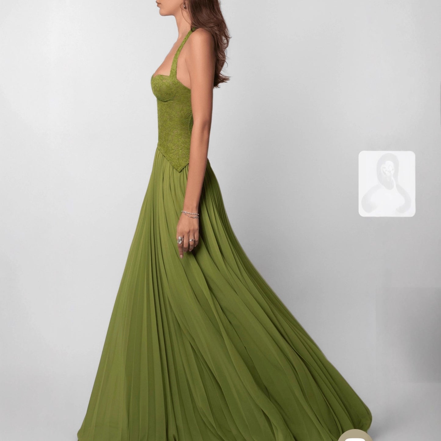 Womens Fashion Backless Halter-neck Low-cut Plunging Pleated Dress