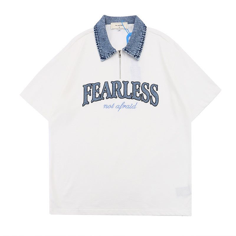 Men's Letter Patch Short-sleeved T-shirt