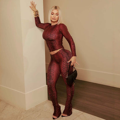 Sporty And Sizzling Long-sleeve Top And Pants Set