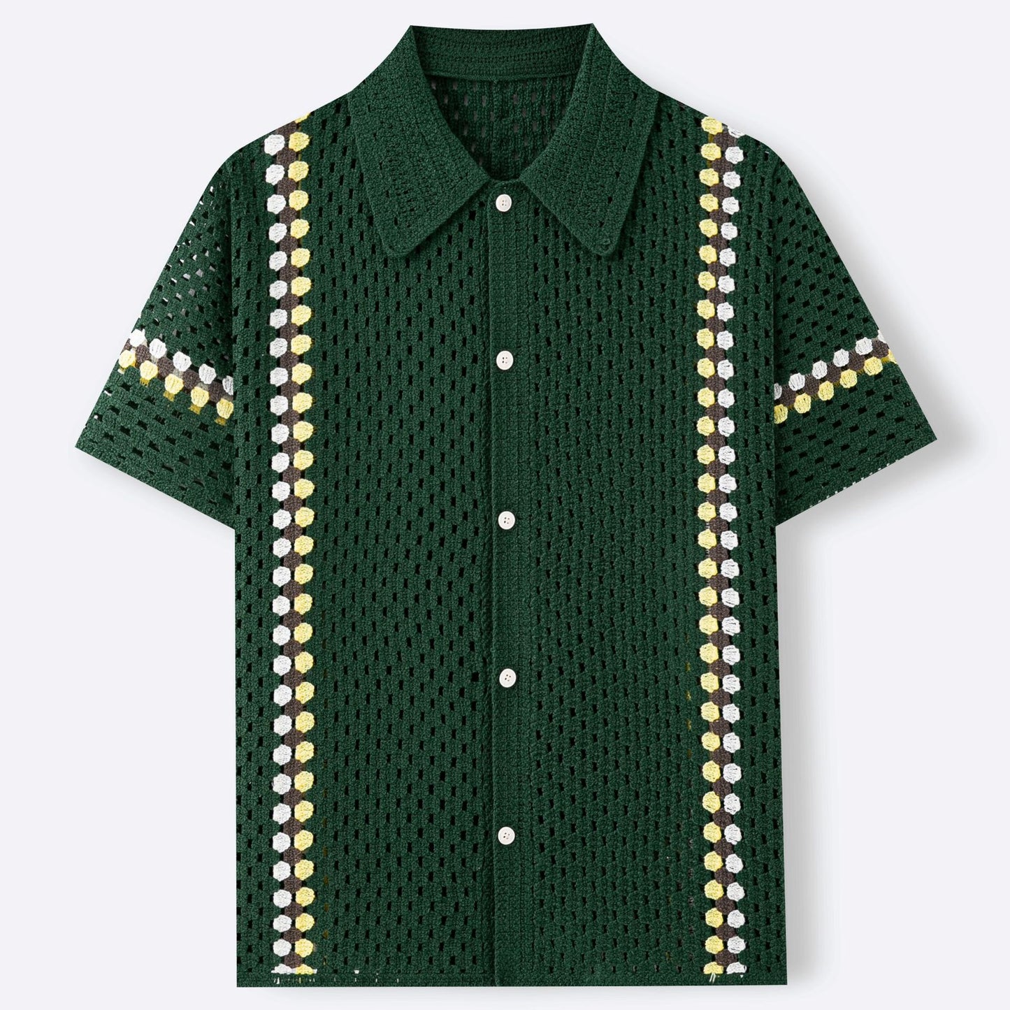 Men's Water-Soluble Crochet Cardigan Polo Shirt