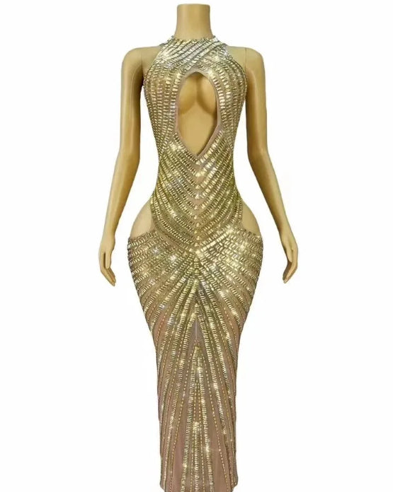 Womens Sexy Mesh Evening Gown