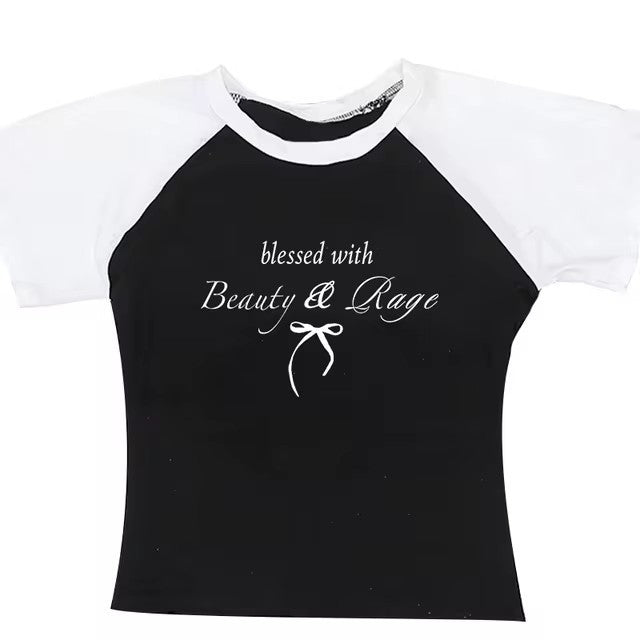 Sexy Navel T-shirt Letter Print Casual All-matching Tops