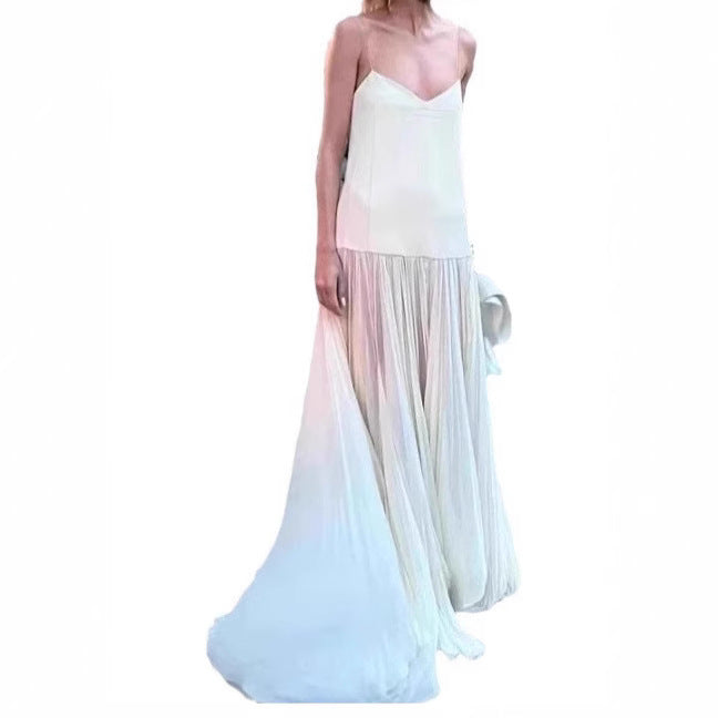 Pleated French Vacation Style Dress