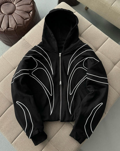 Loose-fitting Trendy Streetwear Hooded Sweatshirt With Embroidery For Women