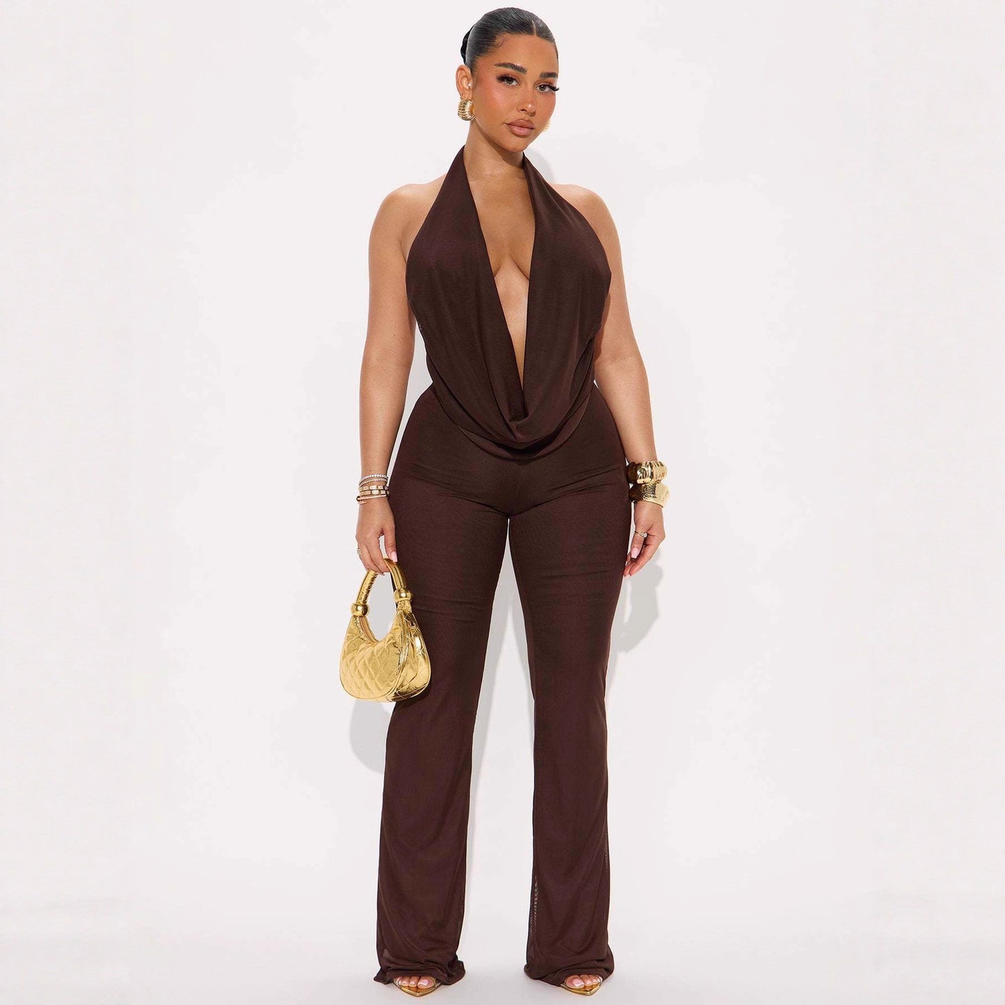 New Women's Clothing Sexy Ethereal Halter-neck Plunging Neckline