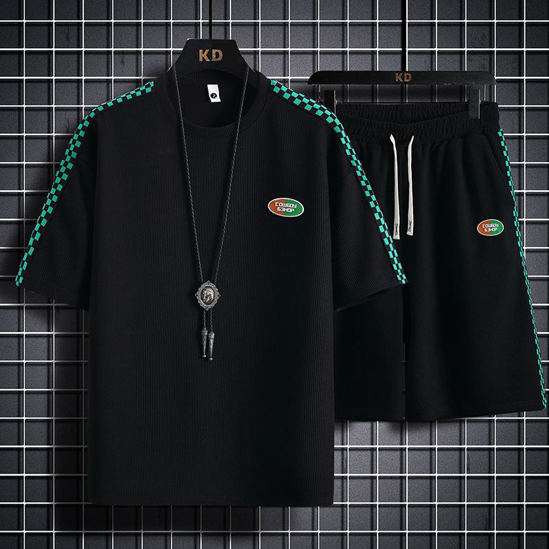 Men's New Summer Sports Waffle Casual Suit