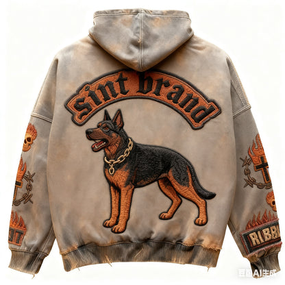 Digital Retro Printed Loose Sweatshirt Hoodie