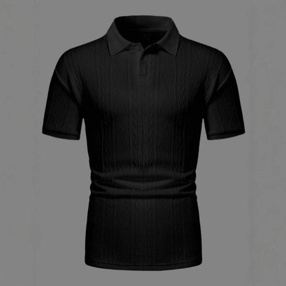 Mens Textured Polo Shirt Short-sleeve T-shirt Top