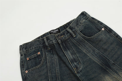 Fashion Personality Stitching Straight Jeans Men
