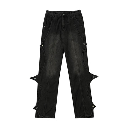 Fashion Rock Stitching Straight Jeans Men